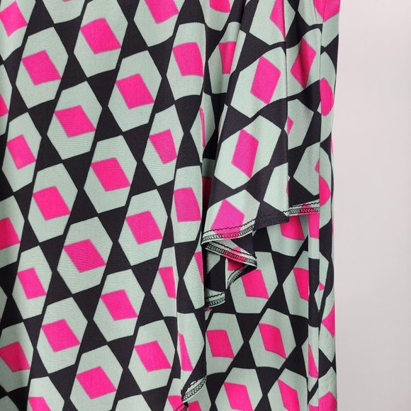 Diane Von Furstenberg Pink and Green Geometric Midi Skirt - Picture 3 of 10